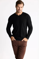 Jacquard V Neck Black