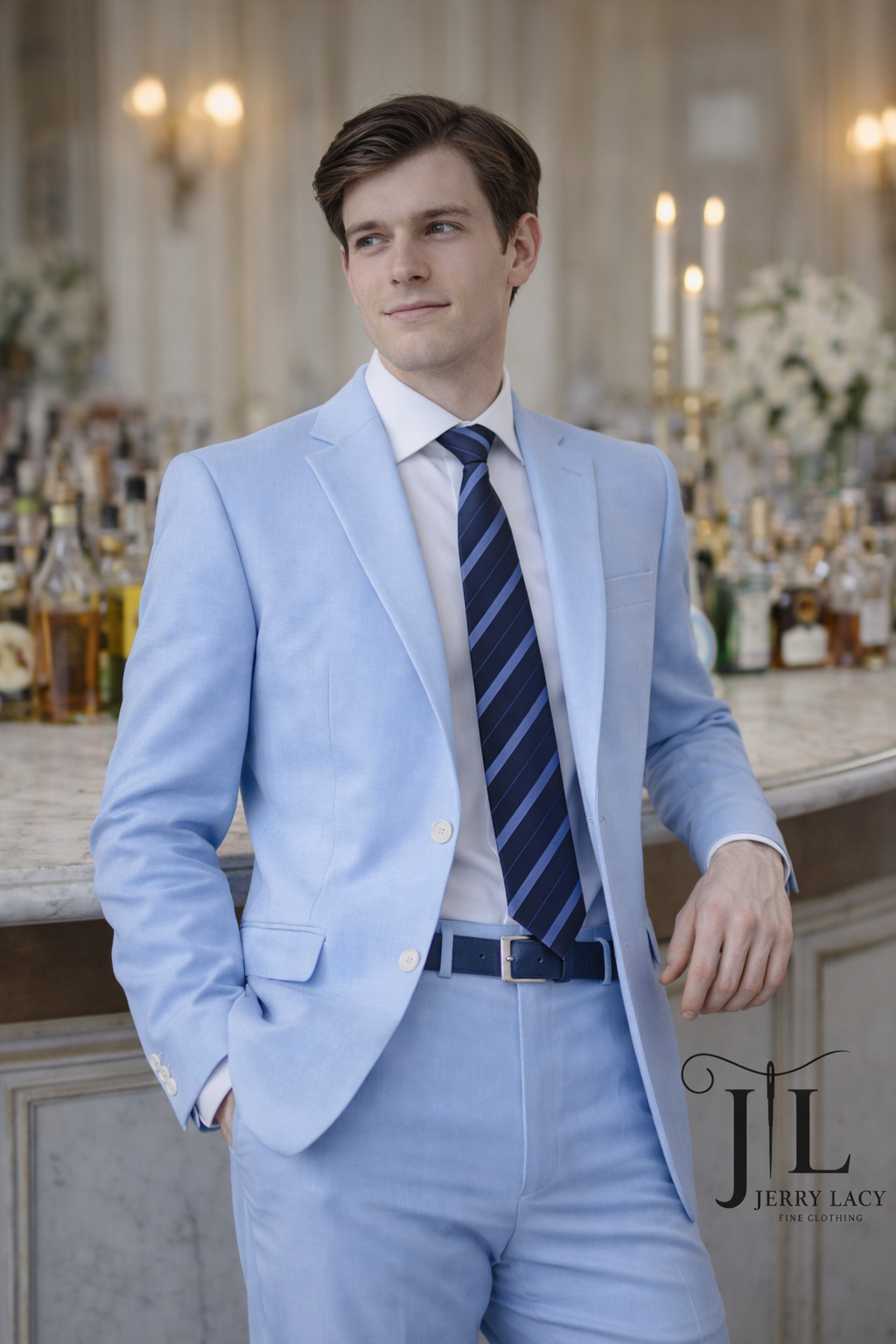 JL Blue Linen Suit Classic Fit