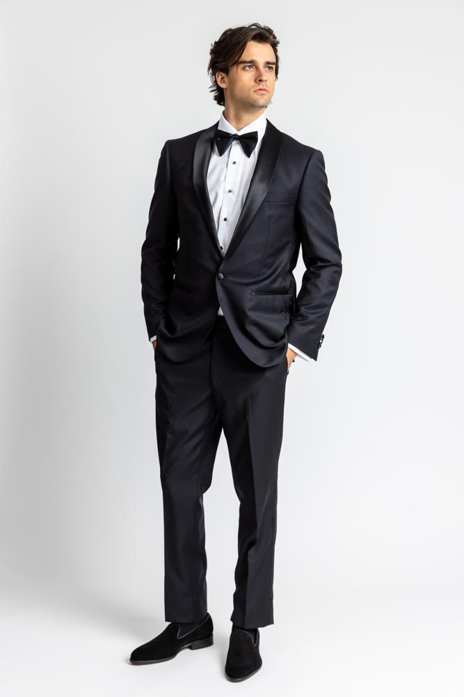 Black Tuxedo Shawl Slim Super 150's