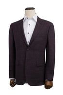 Burgundy Textured Sport Coat Slim Fit Super 130's