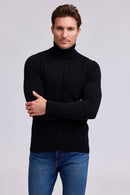 100% Cashm L/S Turtle Black
