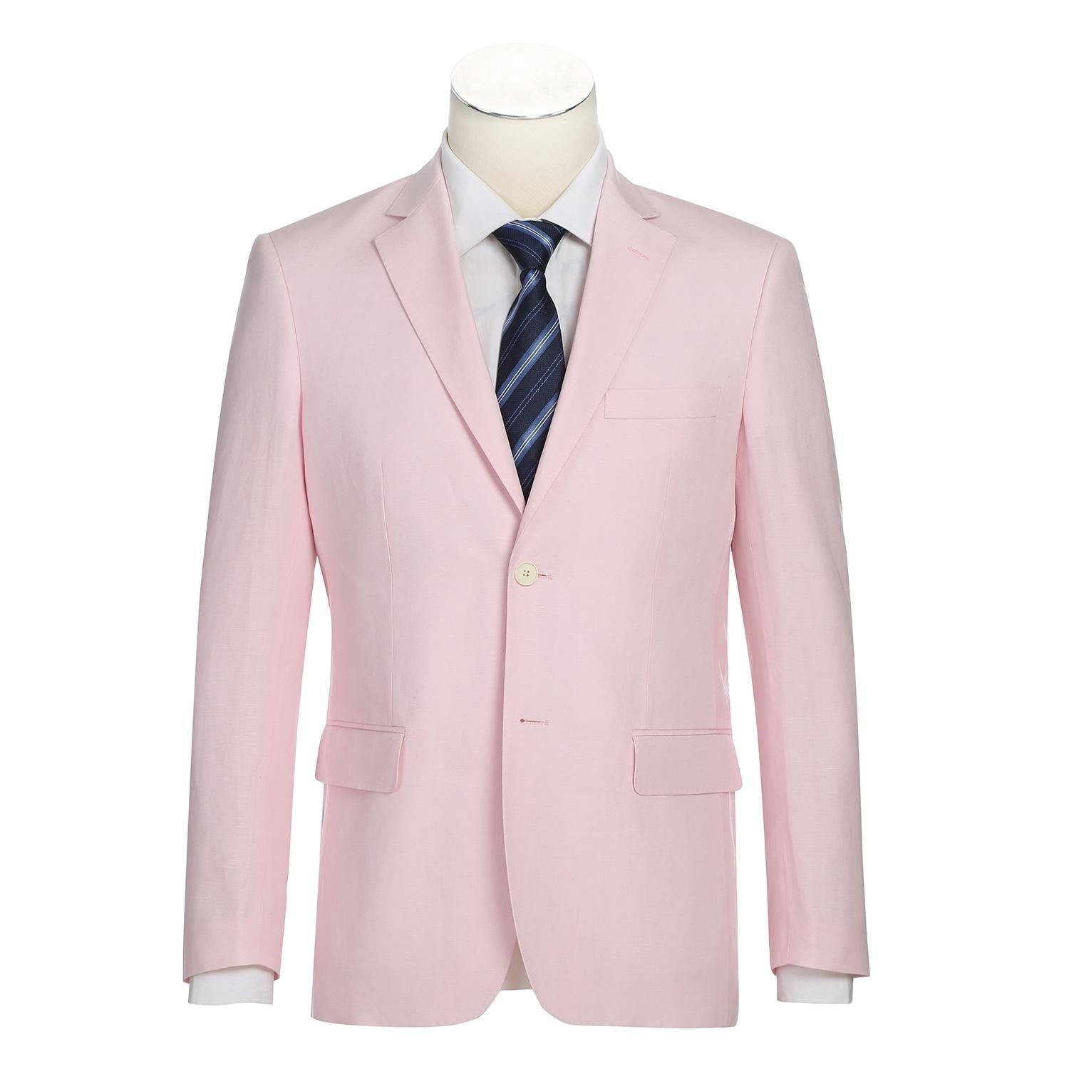 JL Pink Linen Suit Classic Fit